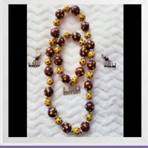 LSU Necklace Earring and Bracelet